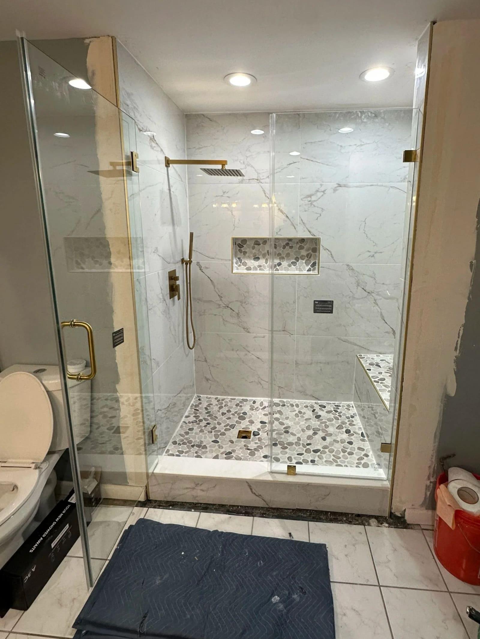 Finished custom tiled walk-in shower remodel in Monmouth County NJ